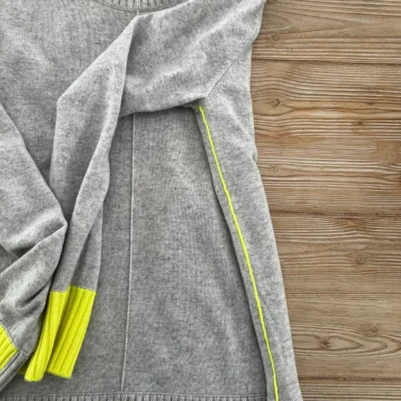 Kinross Cashmere Sweater & Wrap Set – 100% Cashmere | Gray & Vibrant Citron - Picture 3 of 7